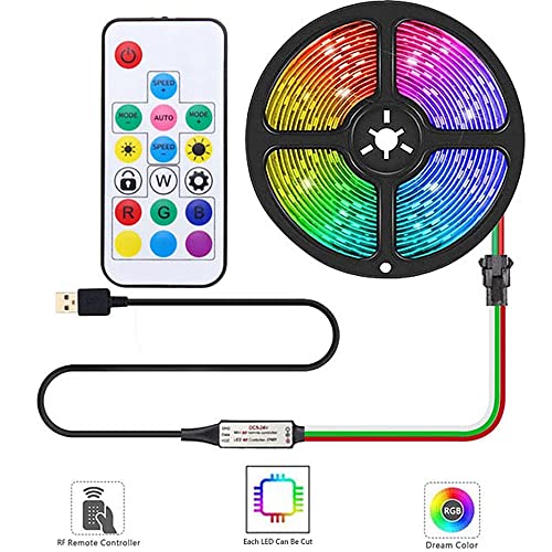Tira LED RGB WS2812b 144 LEDs 1M IP65 Multicolor USB miniatura 5