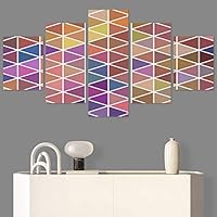 SIGNWIN 5 Panel Canvas Wall Art Modern Art Contemporary Dramatic Geometric Mixed Media Multicolor Patterns for Home Decorations Ready to Hang - 60