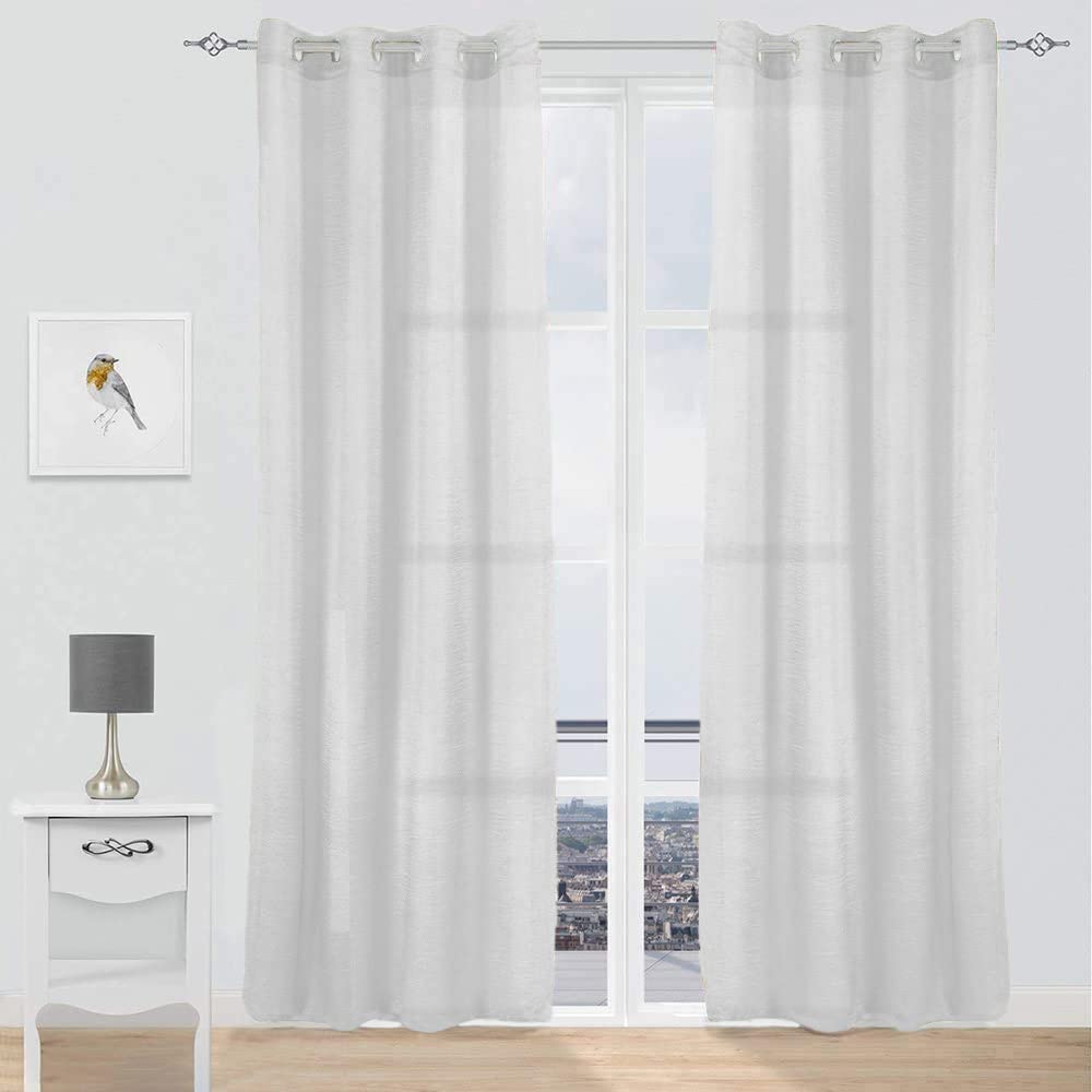 GREATOYAR Cortinas Salon Modernas, Cortinas Visillos, Translúcidas Visillos, Cortinas Poliéster, Cortinas para Sala Cuarto Dormitorio Comedor Cocina Salón, 2 Piezas, 140x260cm, Blanco