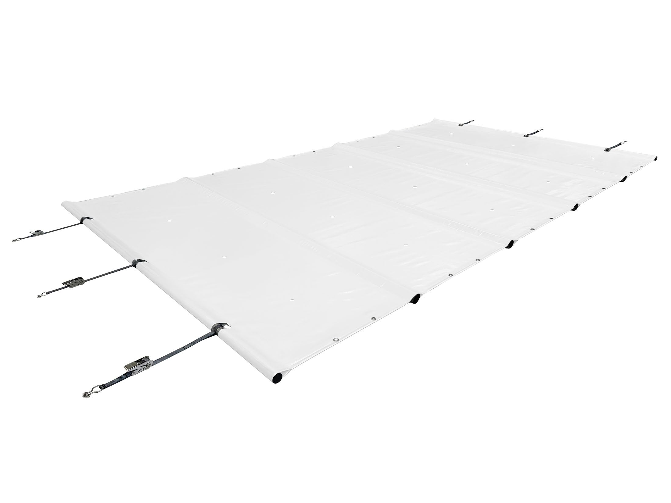 ANKO PLANEN Prostokątna rolowana plandeka zabezpieczająca na basen – maksymalne bezpieczeństwo przez cały rok – SafeDeluxe – bez prętów (4m x 10m, Biały)