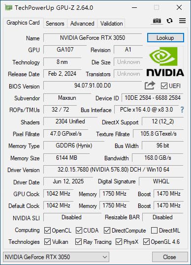 Image of RTX 3050 6GB Low Profile Graphics Card | GDDR6 96-Bit,HDMI DisplayPort,PCIe 4.0 x16,DirectX12 OpenGL 4.6