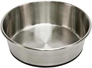 Kerbl Pet Edelstahlnapf, Futternapf, Fressnapf, rund, silber / schwarz, Ø22x6,8cm, 1600ml, Edelstahl, rutschfest product image