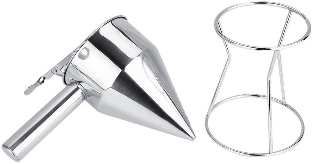Embudos de acero inoxidable para hornear - Paletas de masa de acero inoxidable Embudos de fondant para pasteles, postres, utensilios de cocina con rejilla, para el hogar, cocina, panadería