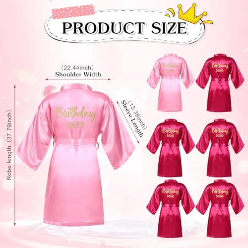 8 Pcs Sleepover Spa Party Favors for Women - Birthday Queen & Squad Robes with Crown & Sash3
