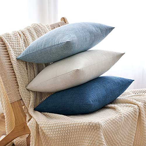 Miulee LINES_PILLOW_COVER_2 Pack Of 2 Decorative Linen Burlap Pillow Cover Square Solid Spring Throw Cushion Case thumb #4