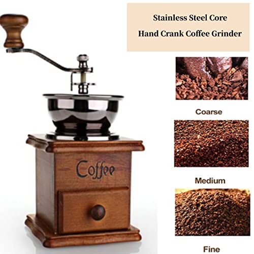 Vintage Manuelle Kaffeemühle,Keramischer konischer Grat Tragbar Kaffeemühle,mit Handkurbel und Catch Schublade… – Bild 3