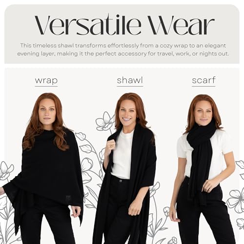 Velanio Cashmere 100% Cashmere Knitted Wrap Pashmina Shawl Extra Large Scarf Stole for Women Travel3