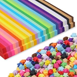 Phinus 2060 hojas de papel de origami – Surtido de 27 colores, tiras de papel de estrella de doble cara para manualidades de bricolaje