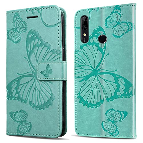 DENDICO Cover per Huawei P Smart Z / Y9 Prime 2019, Portafoglio Custodia in PU Pelle per Huawei P Smart Z / Y9 Prime 2019, Antiurto Cover a Libro con Slot per Carte, Verde