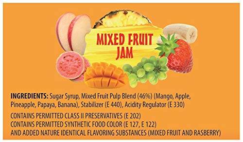 Image of SWAD Delicious Mixed Fruit Jam / Natural Real Fruit Ingredients / Sweet and Tangy Mixed Fruit - 500 Gm (Pack of 2)