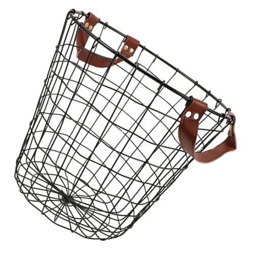 LOORGVEL Cesta Metálica Redonda para Leña con Ventilación y Asa Resistente de Hierro Amplia Capacidad para Ropa o Juguetes Organizador Rústico para Hogar y Jardín