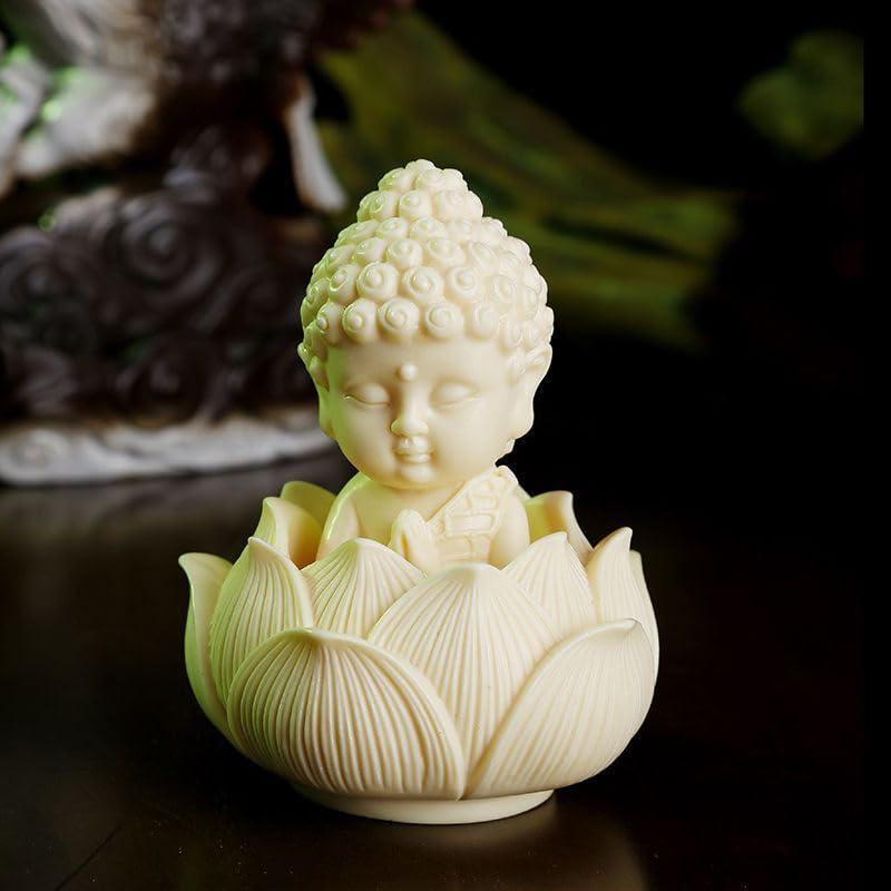 SHIDXIB 2Pcs/1Set Serene Buddha Statues in Lotus Pose Statue Ornament Ideal for Home Office and Car Decor