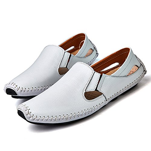Image of Men's Driving Shoes Leather Slipper Casual Slip on Loafers | Top Grain Leather Upper, Moccasin Toe, Slip-on, Traction Rubber Outsole, Mens Dress Shoes, Mens Casual Loafers