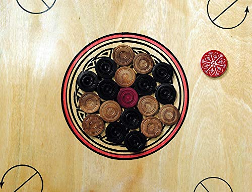 Image of KORNERS Carrom Board with Striker, Coins and Powder, Multicolor| (Premium Black 35-Inch Carrom Board)