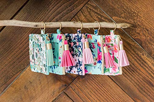 Portland Floral Blue and Gold Tone 5 x 4 Polyester Fabric Tasseled ID Wallet2