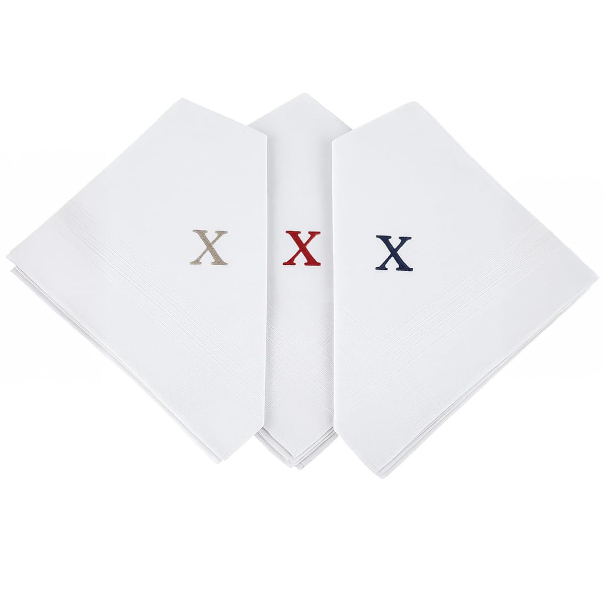 Initial Handkerchief for Men, Monogrammed Boxed 3 Piece Set,100% Cotton
