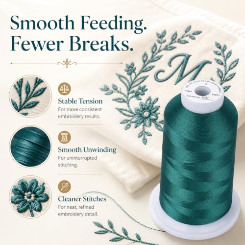 Image of Simthread 5000M 40WT Polyester Embroidery Thread, S057 | 5000M 40WT polyester thread feeds smoothly for machine embroidery, monograms, logos, patches and quilting.