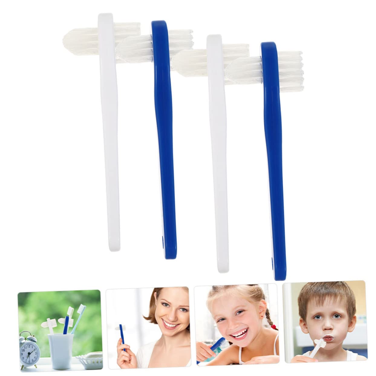 FRCOLOR 20 Pz finto spazzolino a doppia testa strumento per la pulizia dei denti a doppia testa spazzolino per denti finti spazzolino portatile spazzolino per dentiera spazzola per protesi