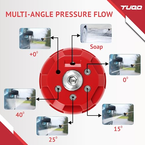 Image of TUQO 6-in-1 Pressure Washer Nozzle | Metal Body with 1 /4 inch Quick Connector | 6 Spray Patterns for Versatile Cleaning | 3000 PSI | Easy Rotation for Quick Change | High-Pressure Washer Accessory DS358