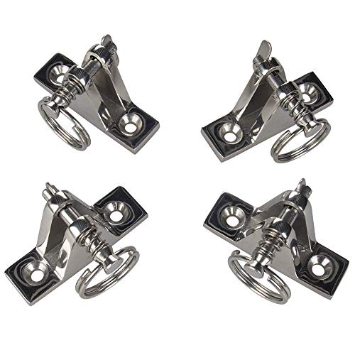 Image of VTurboWay Bimini Top Deck Hinge with Pin and Ring, 316 Stainless Steel, Free Installation Screws