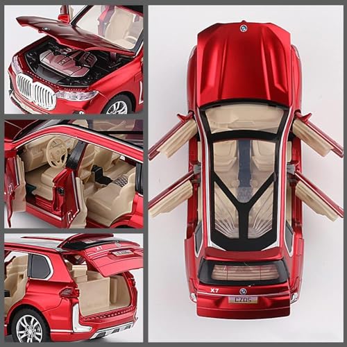Image of 1:24 Scale Big Size BMW X7 Toy Car | Metal Pullback Diecast Car for Kids with Openable Doors, Sound, Light Effects Toy for Car Enthusiasts (Color As Per Available),black