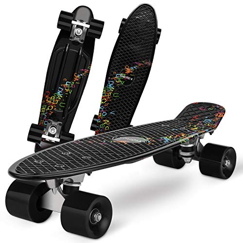 Gonex Monopatín Skateboards Patinete Retro Crucero Completo para Niños Jóvenes Adultos, Skates Penny Board Patín (22 Pulgadas, 4 PU Ruedas Traslúcidas, Tabla de Plástico Reforzado, Rodamiento ABEC-7)