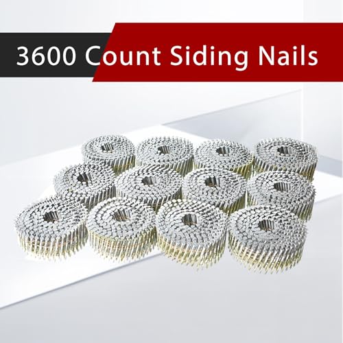 Image of findmall 3600 Count Siding Nails 1-3 /4 Inch by .092 Inch 15 Degree Ring Shank Hot-Dipped Galvanized Collated Wire Coil