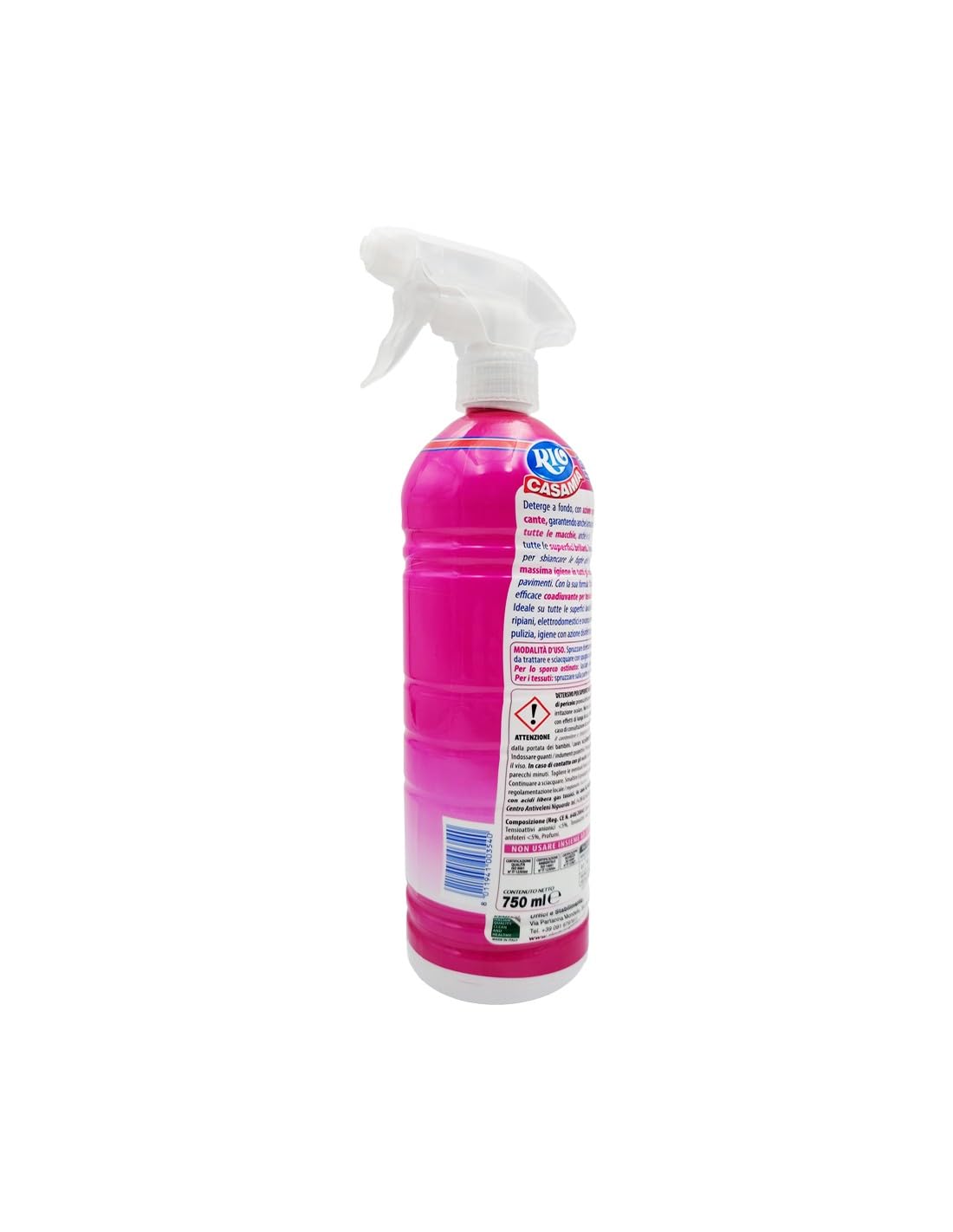 15 x Rio Casamia Casa e Bucato/Profumato candeggina Spray per la casa e il bucato con effetto sgrassante e schiarente 750 ml + portachiavi Beni Culinari