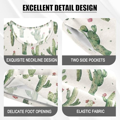ALAZA Cute Cactus Pajama Set Short Sleeve Sleepwear Soft Lounge Nightwear4