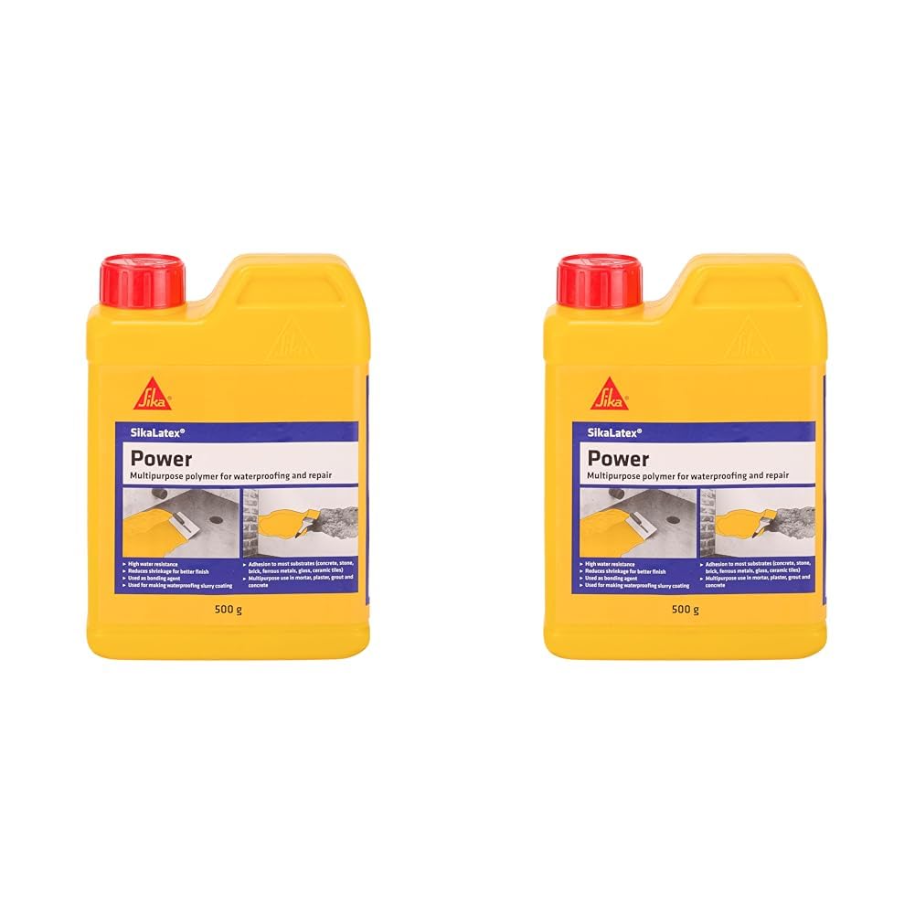 SIKA - SikaLatex Power - Concentrated multipurpose polymer for waterproofing and reparing mortars - 500g (Pack of 2)