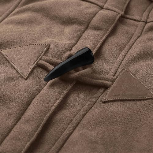 Women's 2025 Winter Coat Fleece Lined Jacket Long Sleeve Horn Button Plush Warm Coat Sherpa Fur Hood Parka Outerwear4