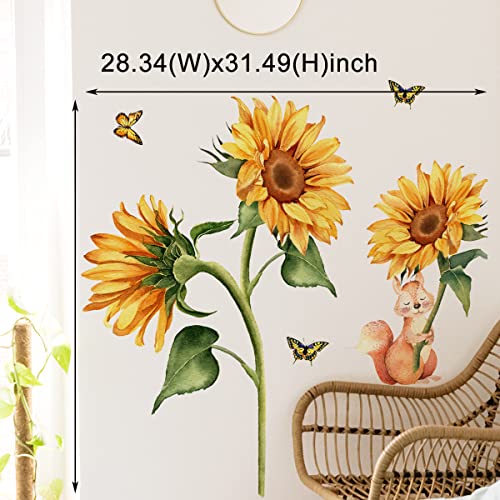 Vinilo Decorativo Pared Girasol y Ardilla 72x80 cm Amarillo miniatura 4