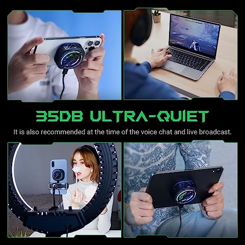 Image of Black Shark Magnetic Cell Phone Cooler, RGB Phone Cooling Fan Portable Lightweight Mobile Phone Cooling Fan, Phone Radiator with Larger Cooling Area for Phone /Tablet /IPad (Black), 6 x 6 x 6 Cm