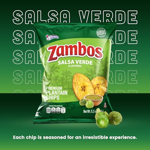 Zambos Plantain Chips Salsa Verde, Crunchy Premium Plantain Chips 5.30 oz (Pack of 1)