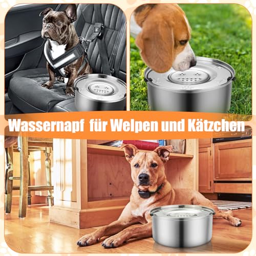 1L Wassernapf Hund Ohne Sabbern Edelstahl, Wassernapf Ohne Sabbern, Schwimmender Spender, Hund Mit Rutschfestem Boden, Leak-Proof Feeder für Welpen und Kätzchen Gesundes Trinkennken