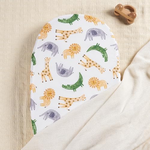 Image of TILLYOU Baby Bassinet Sheets for Girls Boys 2 Pack Baby Sheets for Square Rectangle Oval Bassinet Mattress 33X16 Inch, African Steppe & Grey