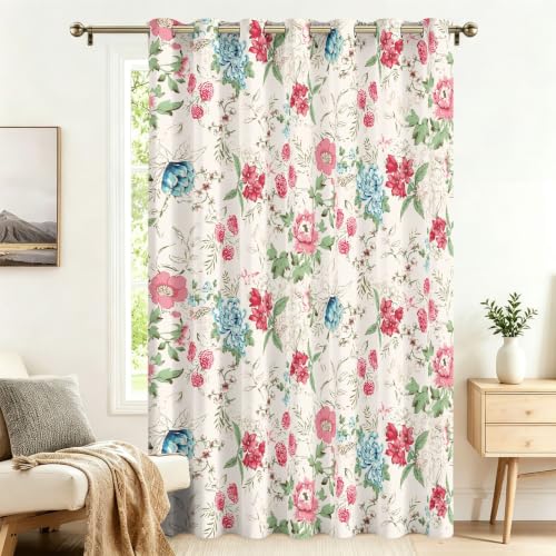 Rideau occultant floral grand format 245x140 cm idéal comme séparateur de pièce élégant