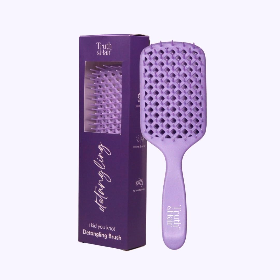 TRUTH & HAIR | I Kid You Knot Detangling Brush | True Lavender | No-Knots-Attached | Frizz-Free Glide | For Wet & Dry Hair | Flexible Nylon Bristles | Medium to Long Hair | Unisex Hair Brush-image-23