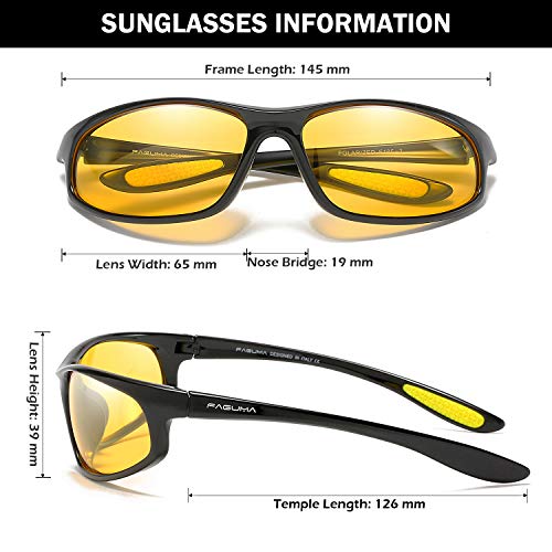 Image of FAGUMA Polarized Sports Sunglasses For Men Cycling Driving Fishing UV400 Protection, Night Vision, normal