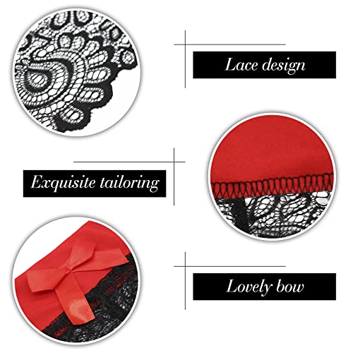 Conjunto-Lenceria-Sexy-Mujer-Ropa-Dormir-Encaje-Babydoll2-Piezas-Sujetador-Push-Up-y-Bragas-Tanga-TransparentePajarita-Correas-Ajustables-Ropa-Interior-Navidad-HalloweenRojo-Negro-Naranja