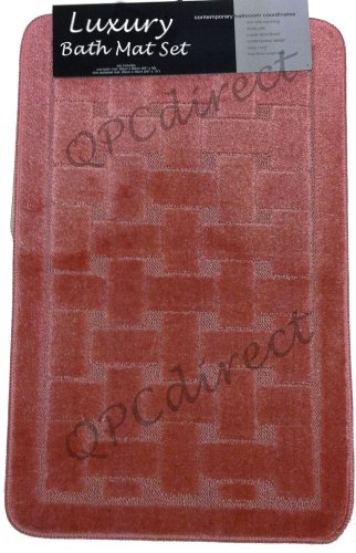 Luxury 2-piece Bath Mat Set - DUSKY PINK - Non-Slip, includes pedestal mat by QPC Direct Cover