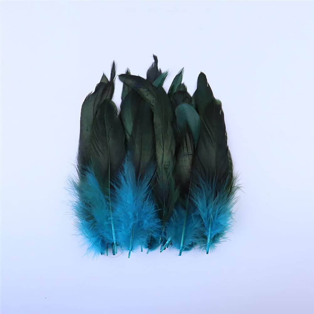 100 Piume Di Gallo Verde Scuro - 14-20 Cm, Per Fai Da Te, Costumi, Decorazioni - Foto 4