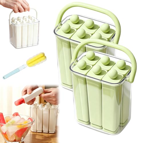 Image of Silicone Ice Stick Tray with Storage Caddy, Ice Cream Mold Tray Set with Storage, 6 Cavity Silicone Ice Stick Set, Easy Release Long Ice Cube Stick Maker for Homemade Frozen Treats (2pcs-a)