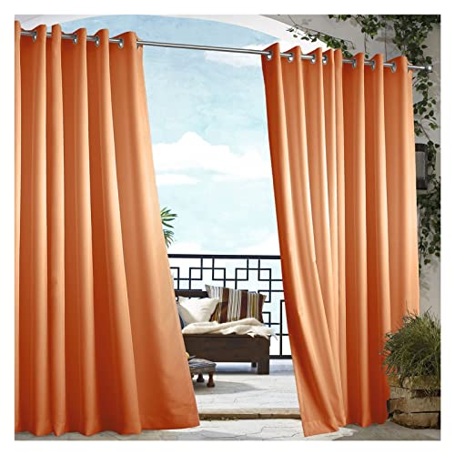 BOCNYC Buitengordijnen met doorvoertule waterdichte winddichte verduisterende gordijnen thermisch geïsoleerd zonnescherm privacygordijn voor tuinhuisje, terras, 1 paneel (kleur: oranje, maat: 3 x 2,5 m/9,8 x 8,2 ft)