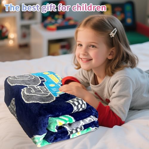 Image of TEHALK Monster Truck Blanket for Boys /Girls /Kids /Toddler /Baby, Monster Truck Toys for Boys Age 3-12, Car Blanket for Birthday /Unique Gifts 40 inchx 60 inch