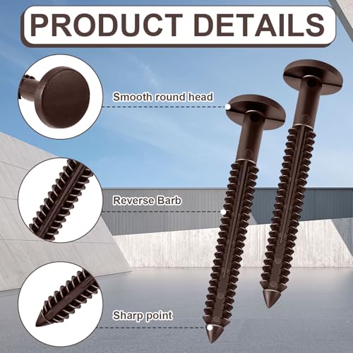 Image of Blulu 60 Pcs 3 Inch Vinyl Shutter Fastener Window Panel Peg Lok Pin Pegs Screws Shutter Spikes Anchor (Federal Brown)