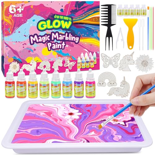 Hapikids Kit pintura para 6-12 Anos, artesanato meninas 6 7 8 9 10 11 anos pinturas para brinquedos menina 6-10 anos de aniversário presentes meninas 6-12 ideias de pintura de mármore de água