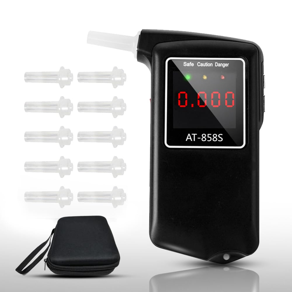2026 Portable Breathalyzer, Easy-to-Use Alcohol Tester with Backlit Display - Ideal for Home Use, Parties, and Special Events, Professional Alcohol Tester with 10Pcs Mouthpieces