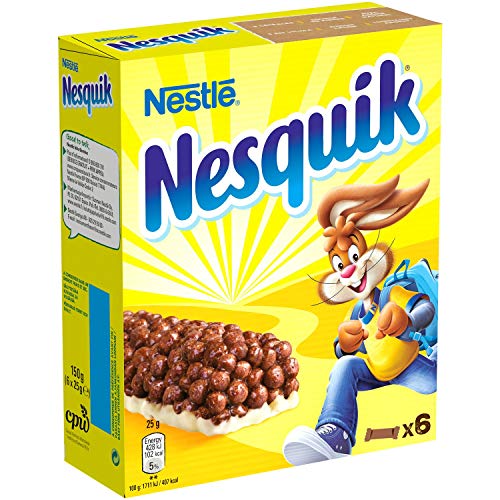 Nesquik - Barritas de cereales tostados, con cacao y una capa a base de leche - Pack de 12 barritas