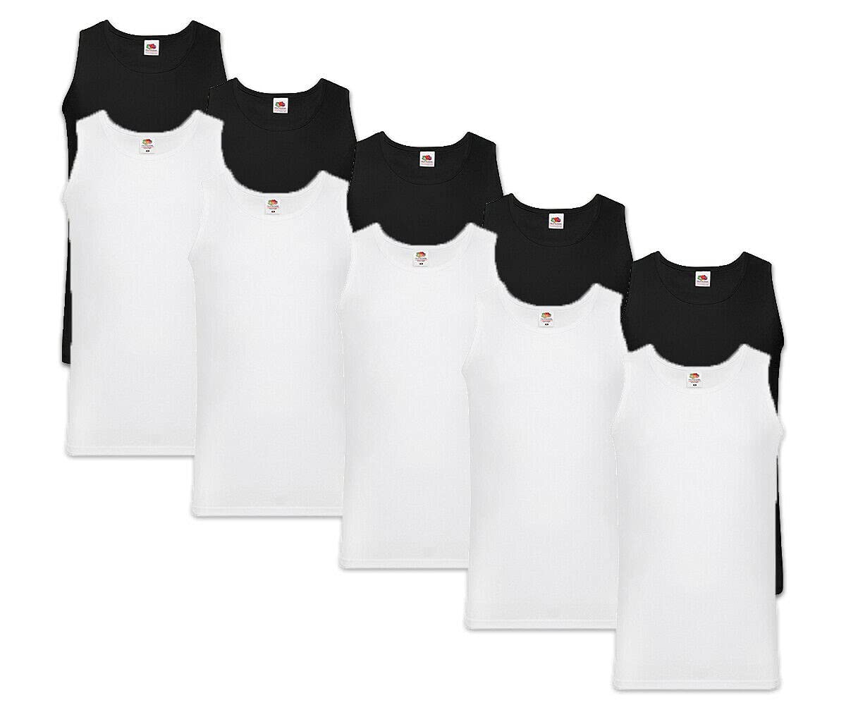 Fruit of the Loom Men's 10 Pack Regular Fit Plain Classic Sleeveless 10 Vest, Multicolour (Black/White 36/30), Medium (Manufacturer Size:M)
